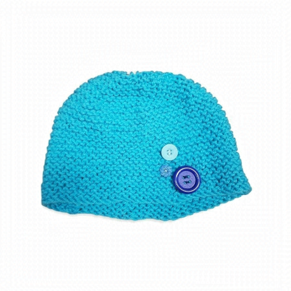 hand Knit Turqoise Hat Beanie Toque Ponytail hat - Picture 1 of 3